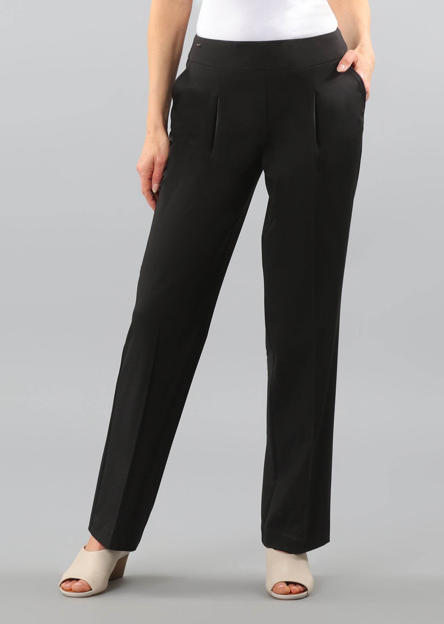 Pantalon 7/8ème fuselé rayé, noir / blanc