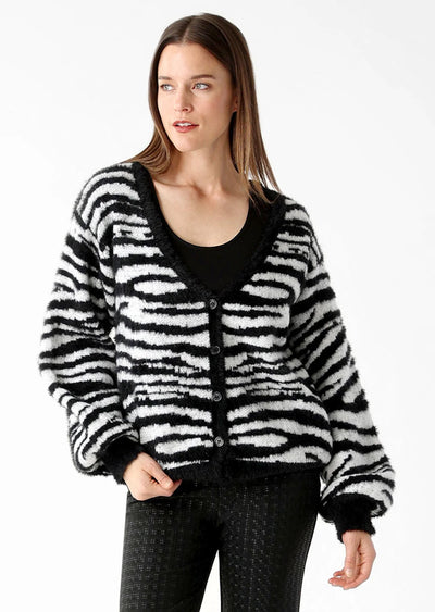 Lisette L Noelle Fabric Cardigan in Zebra Pattern 
