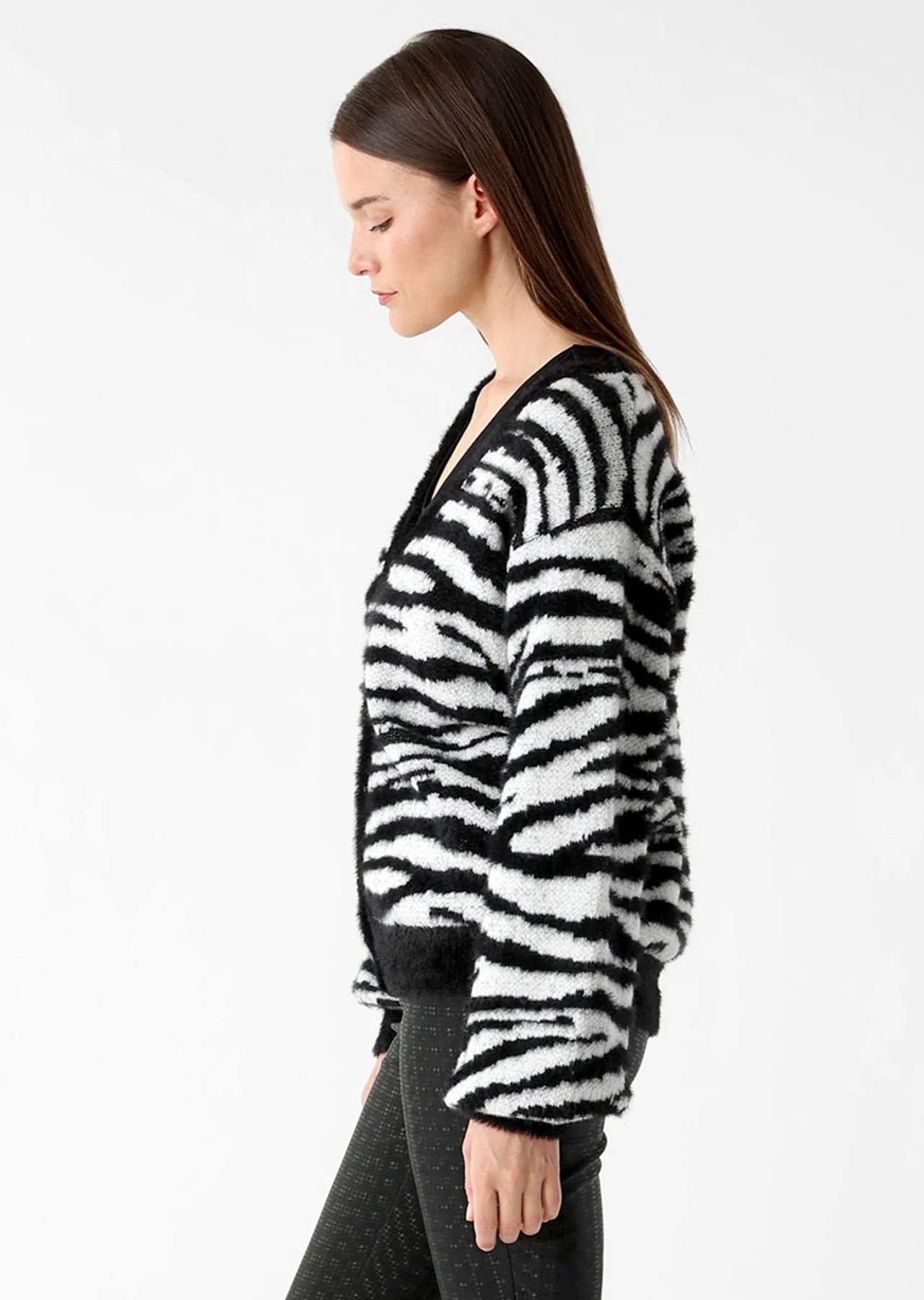 Lisette L Noelle Fabric Cardigan in Zebra Pattern 