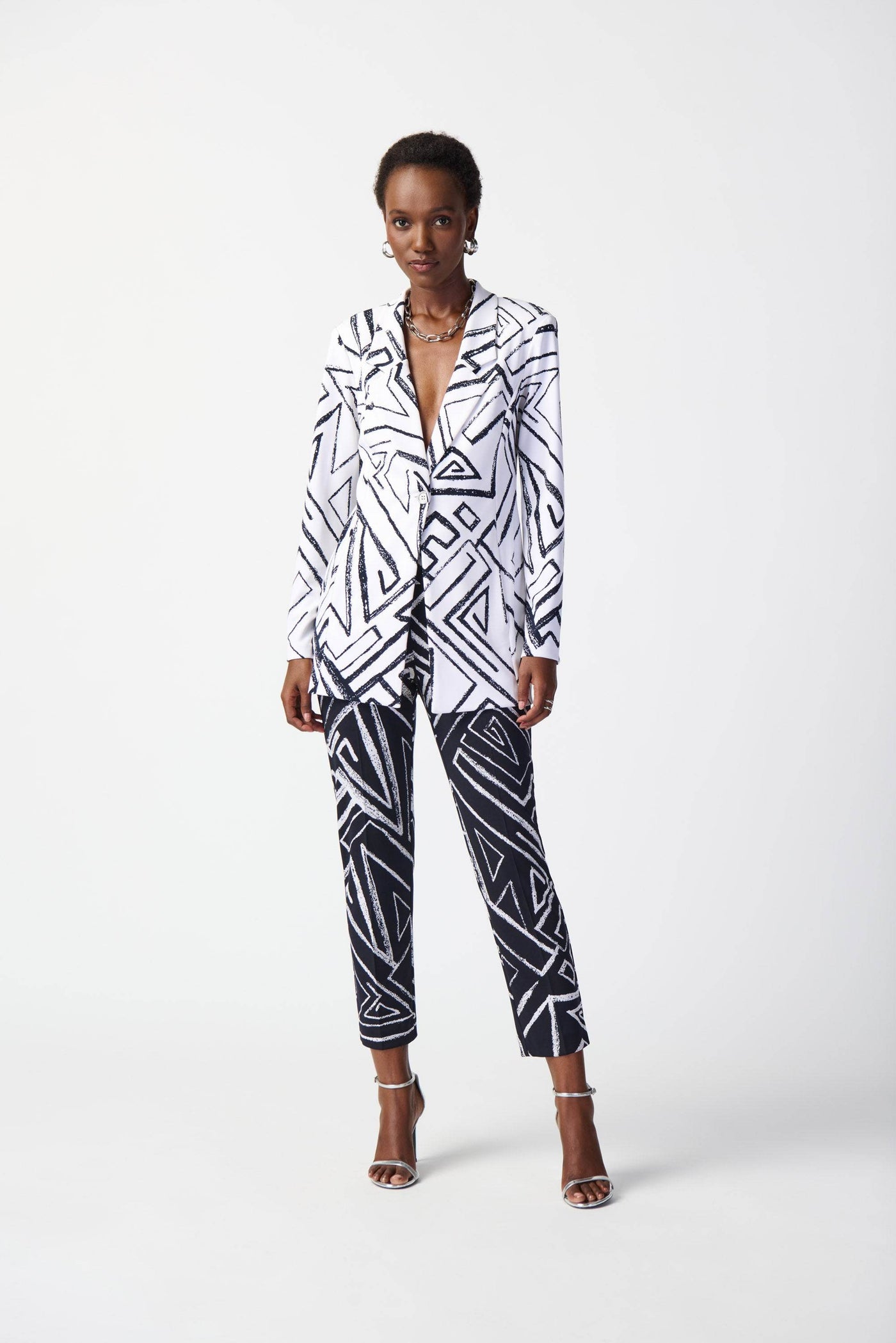 Abstract Print Silky Knit Blazer - Dream Pants
