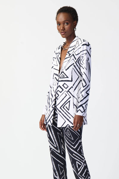 Abstract Print Silky Knit Blazer - Dream Pants