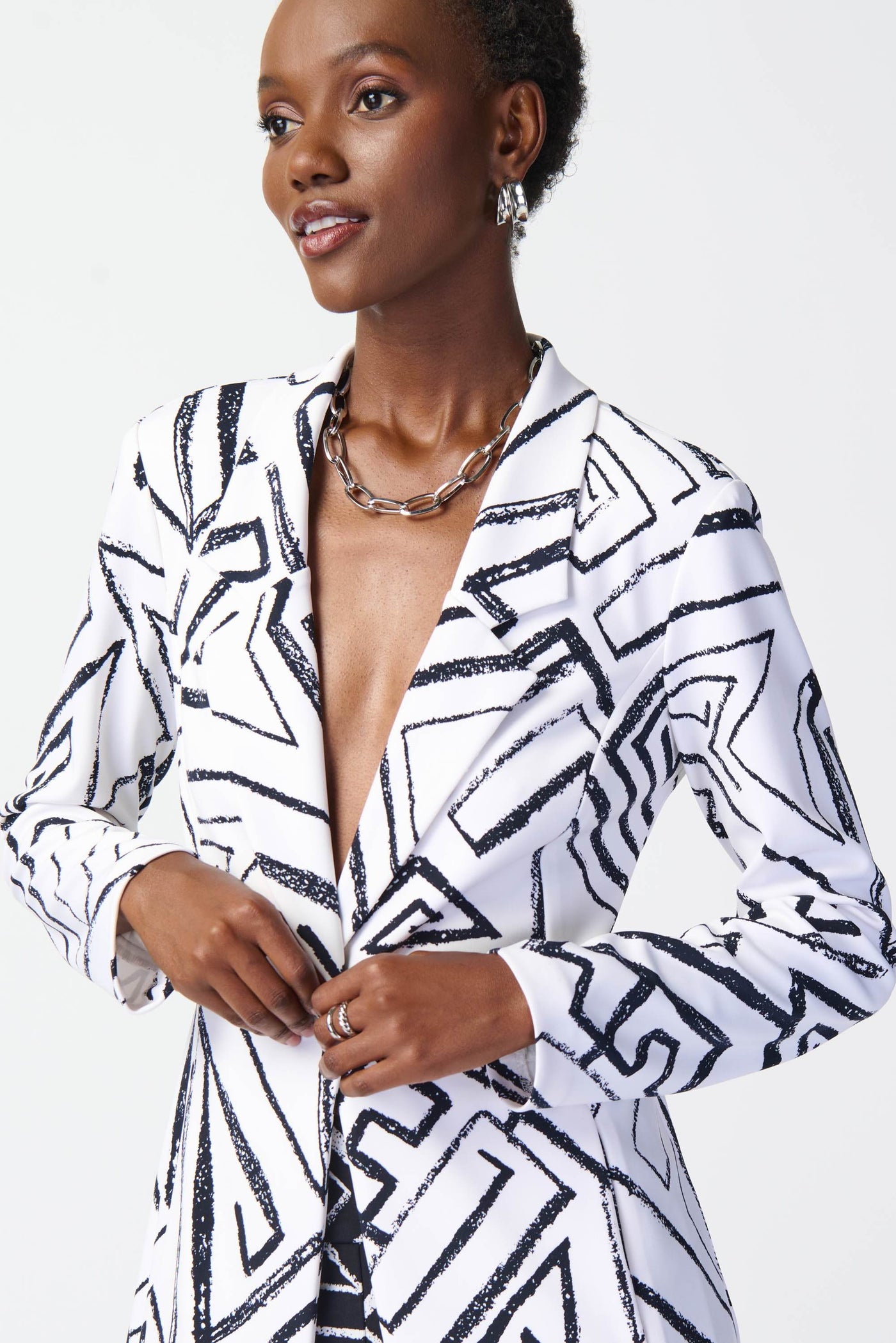 Abstract Print Silky Knit Blazer - Dream Pants