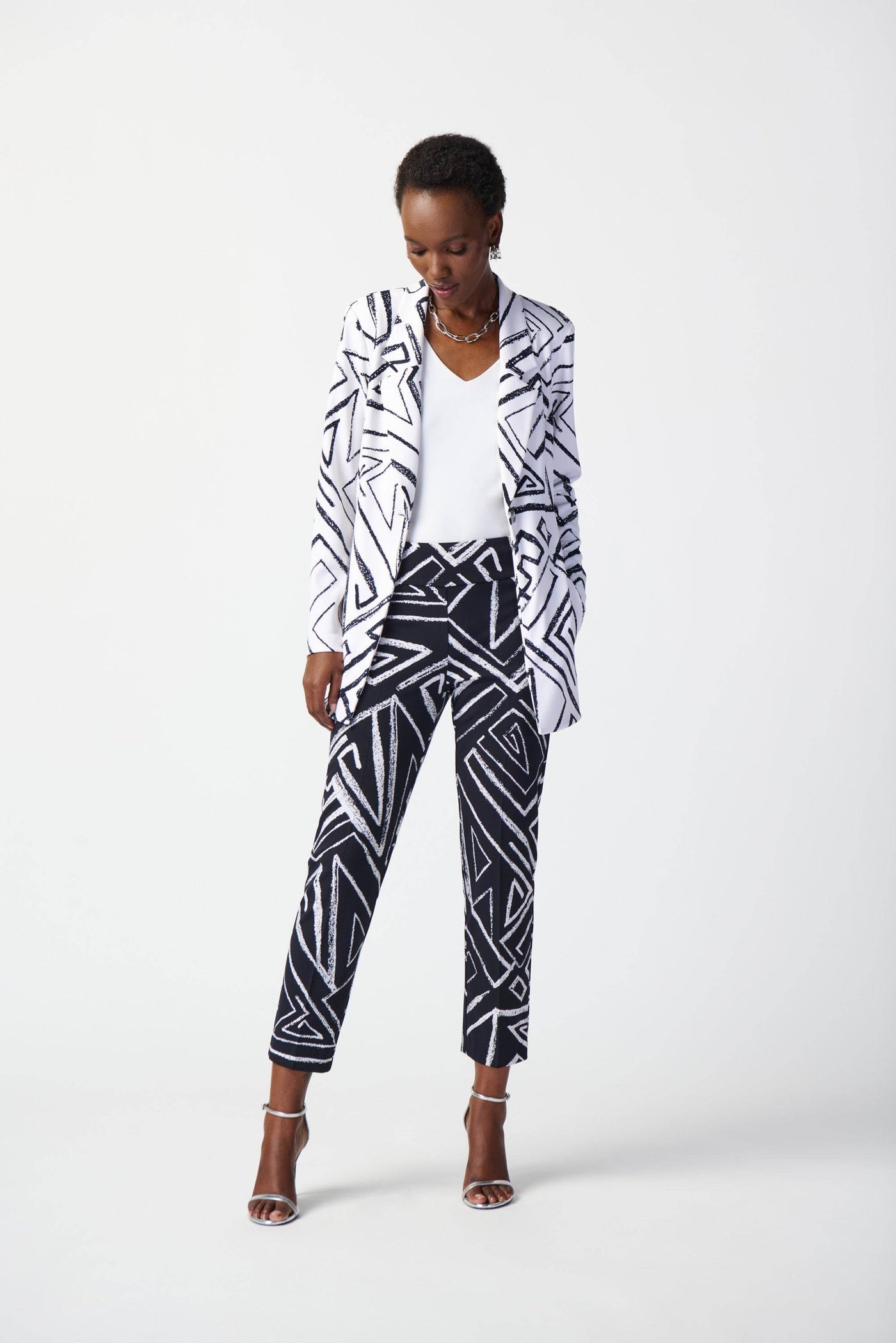 Abstract Print Silky Knit Blazer - Dream Pants