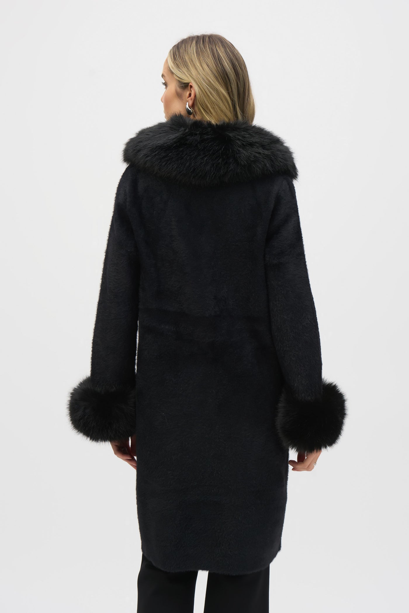 Feather Yarn and Faux Fur Sweater Coat Joseph Ribkoff