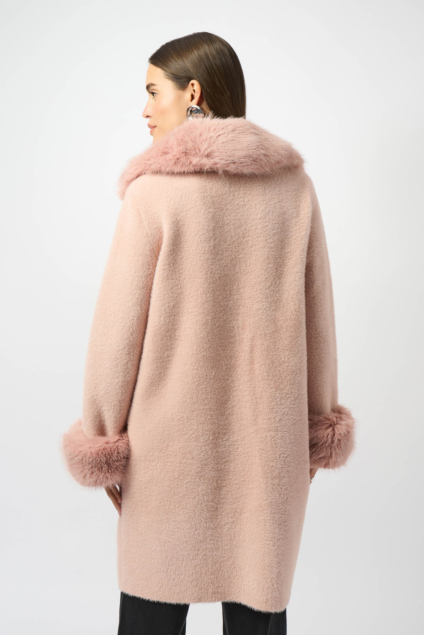 Feather Yarn and Faux Fur Sweater Coat Joseph Ribkoff