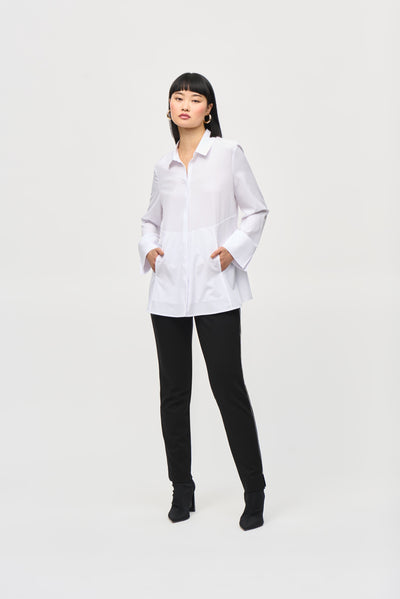 Woven Button-Down Blouse With Pockets Joseph Ribkoff