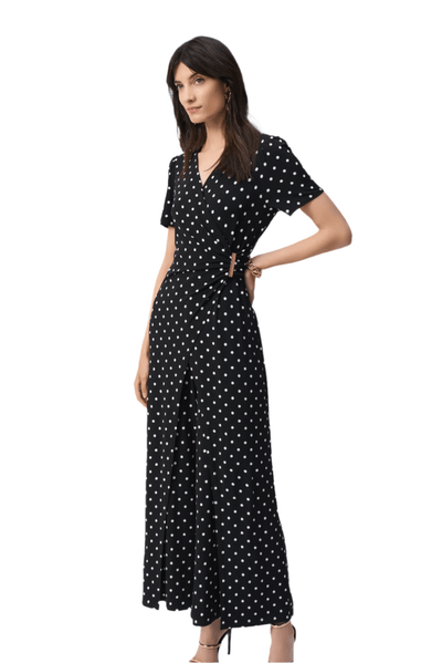 Silky Knit Dot Print Wrap Culotte Jumpsuit - Dream Pants