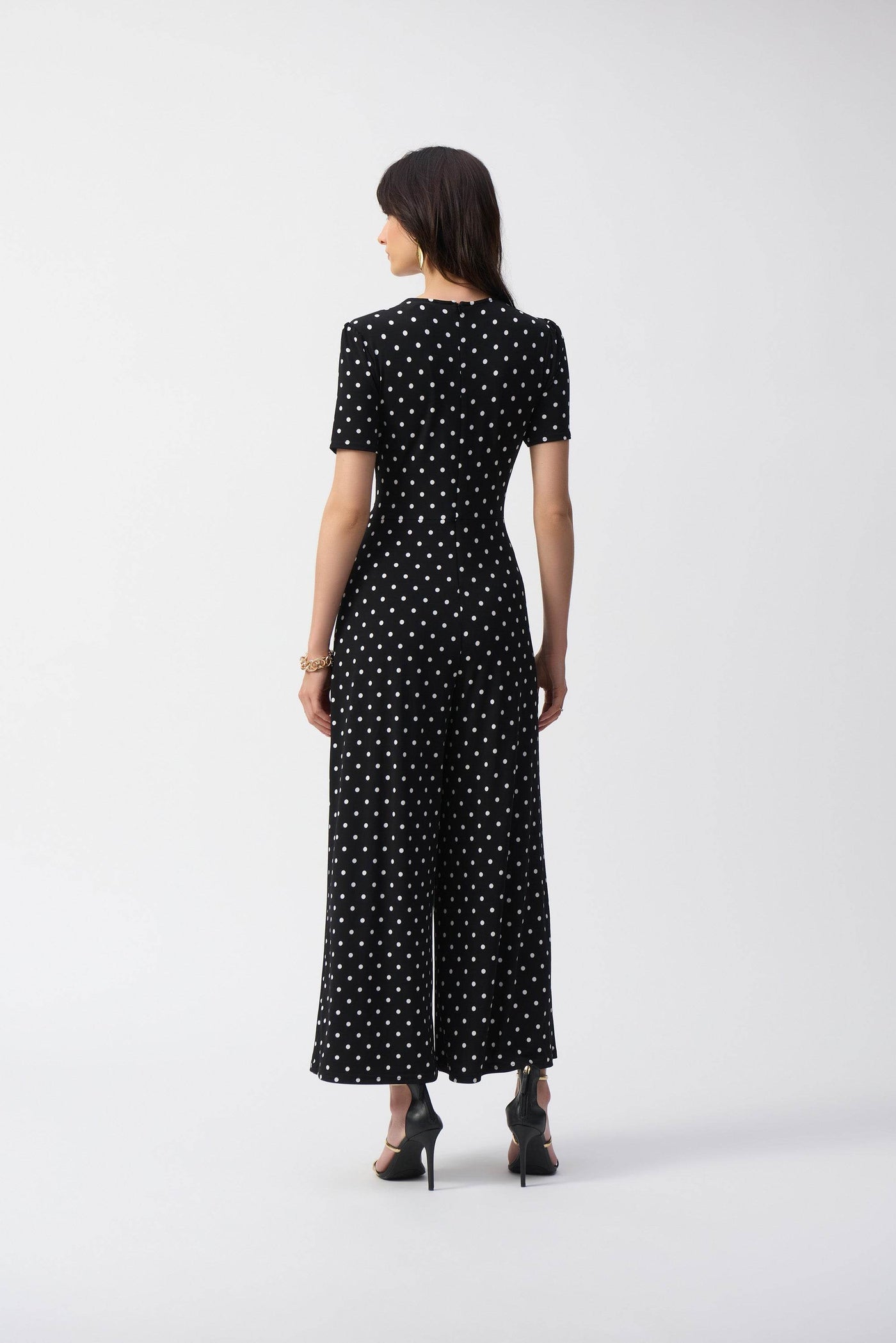 Silky Knit Dot Print Wrap Culotte Jumpsuit - Dream Pants
