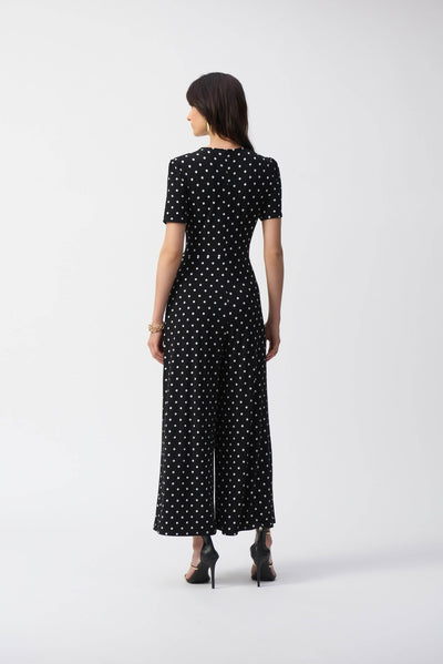 Silky Knit Dot Print Wrap Culotte Jumpsuit - Dream Pants