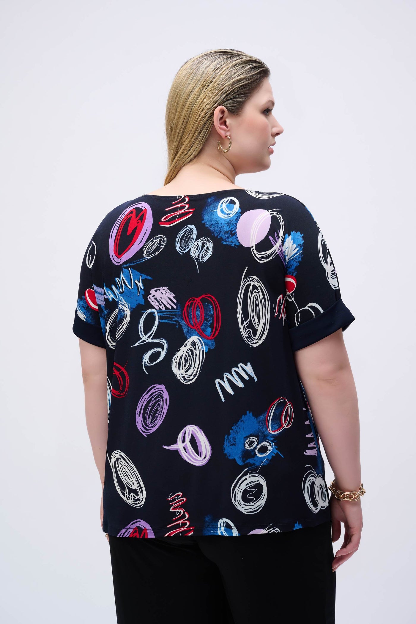 Silky Knit Abstract Print Boxy Top - Dream Pants