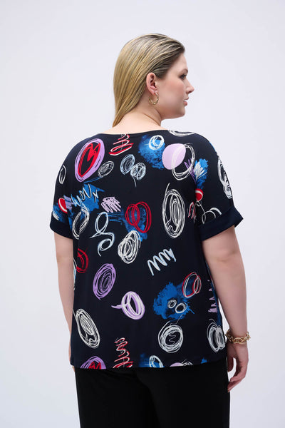 Silky Knit Abstract Print Boxy Top - Dream Pants