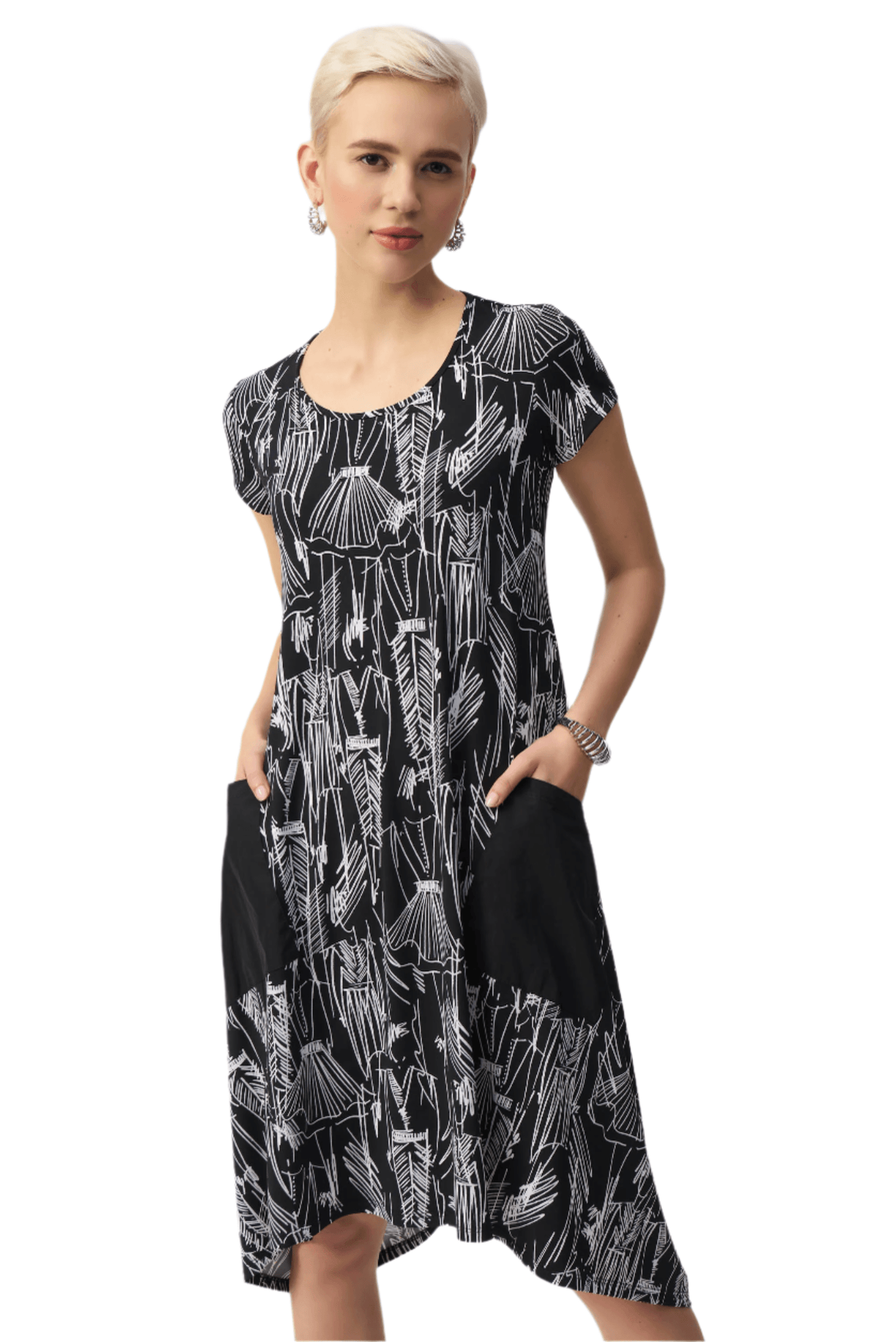 Silky Knit Conversasional Print Cocoon Dress - Dream Pants