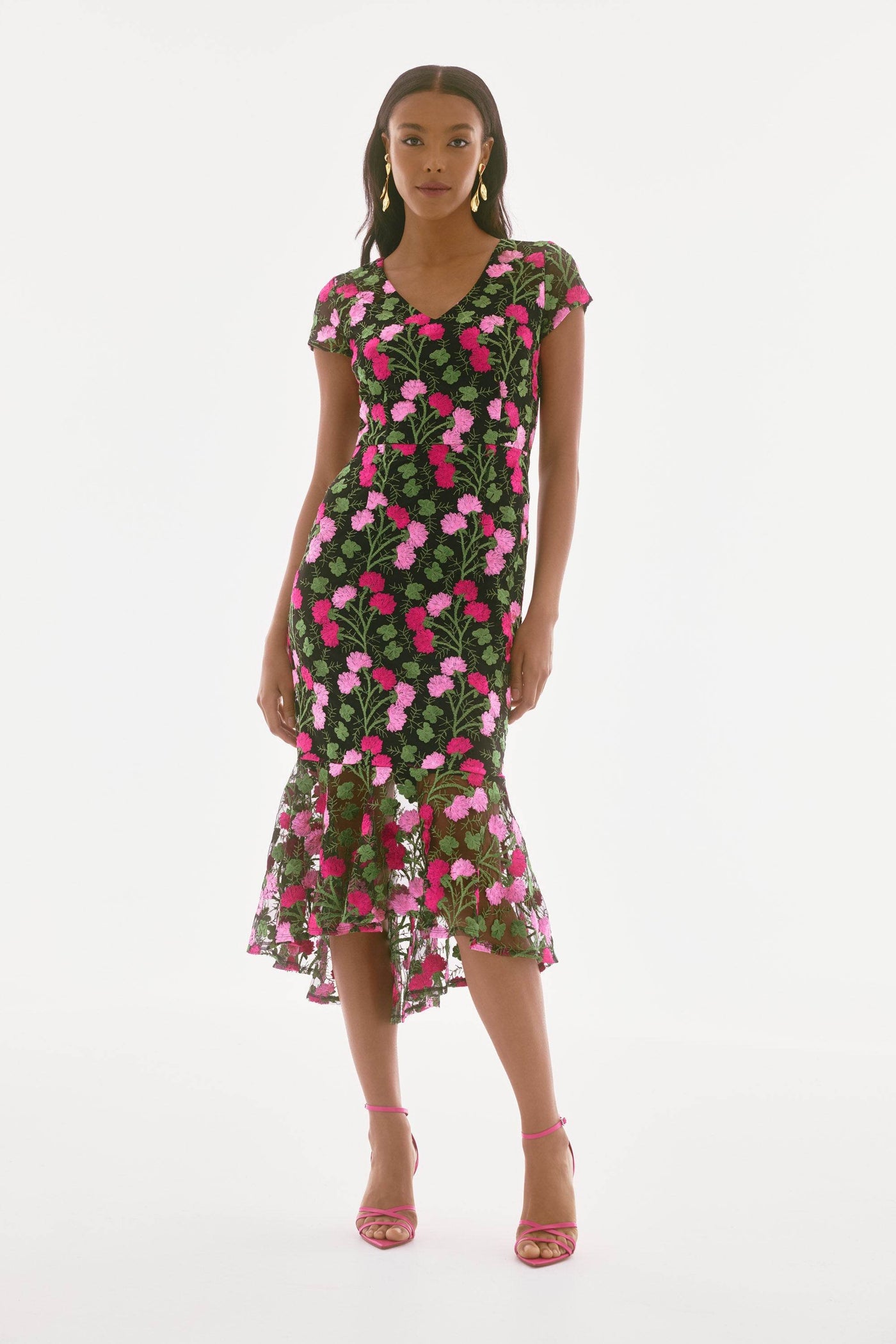 Signature Novelty Floral Embroidered Flounce Dress - Dream Pants