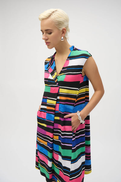 Silky Knit Stripe Print Trapeze Dress - Dream Pants