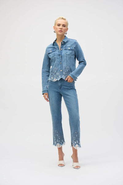 Stretch Denim Jacket with Embroidery - Dream Pants