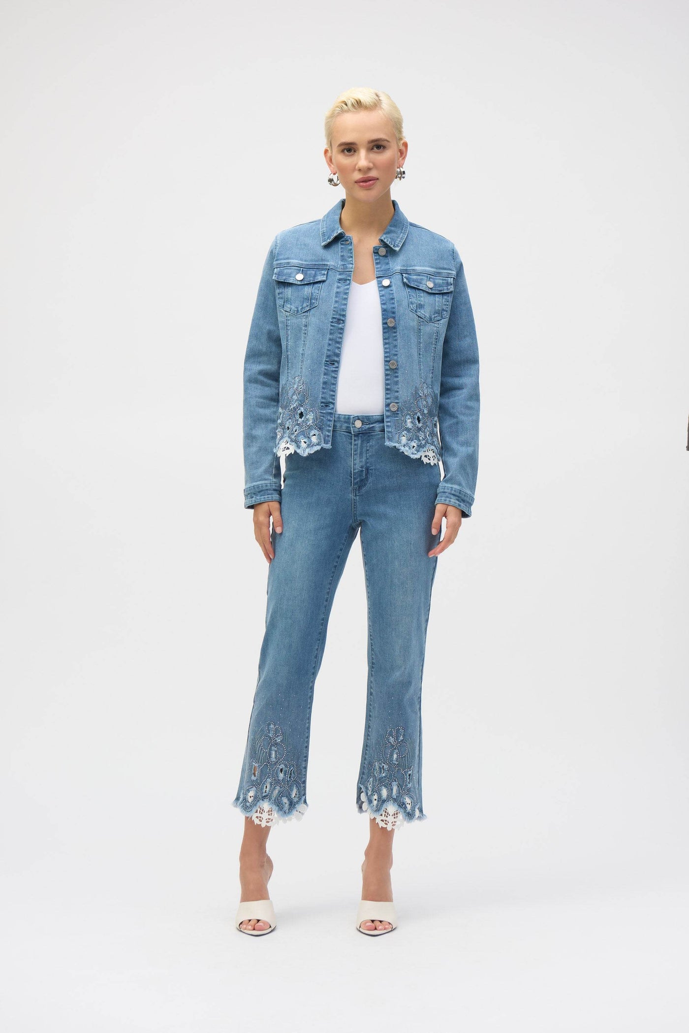 Stretch Denim Jacket with Embroidery - Dream Pants