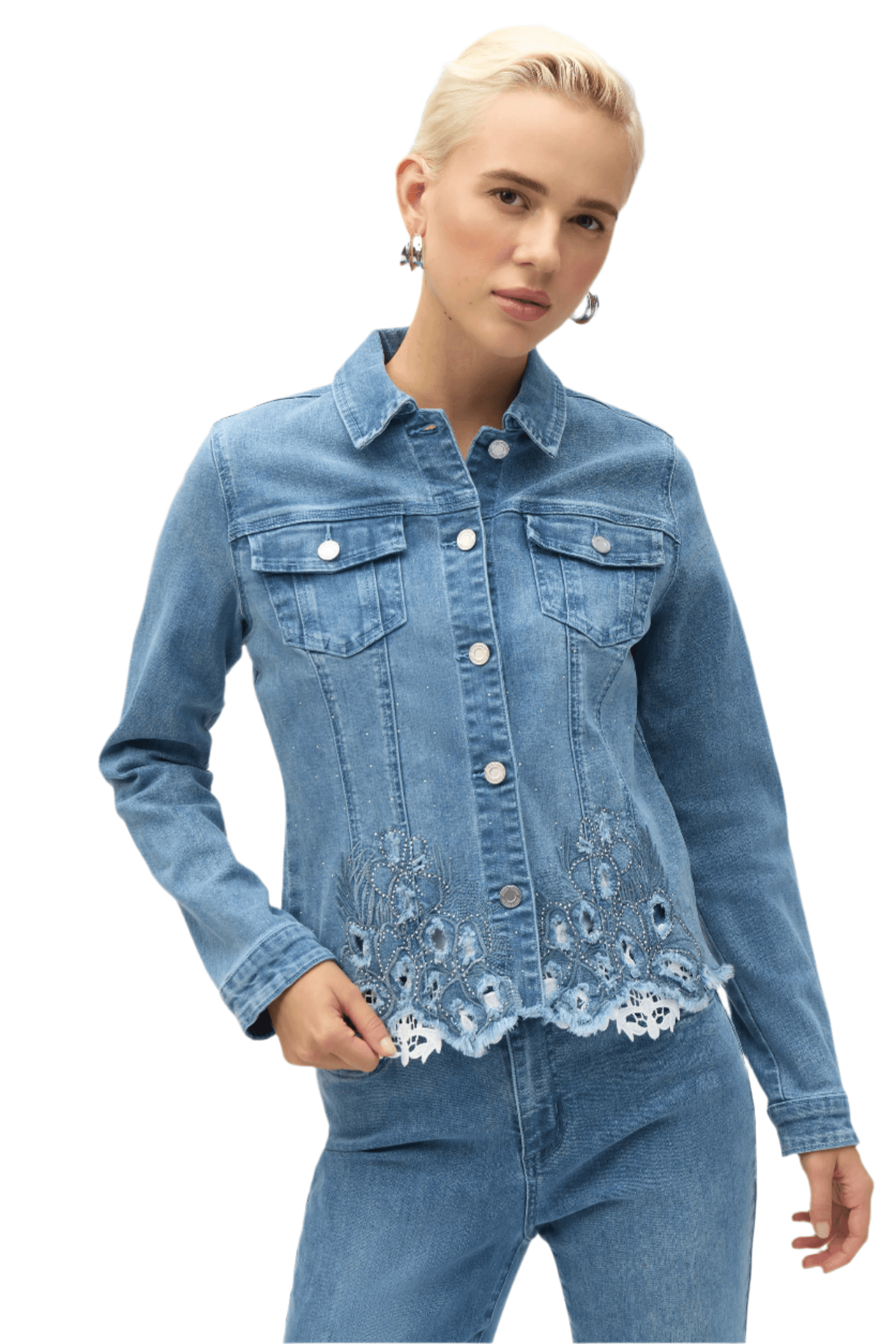 Stretch Denim Jacket with Embroidery - Dream Pants