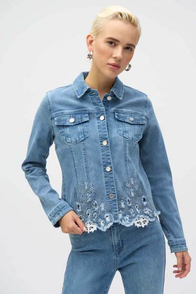 Stretch Denim Jacket with Embroidery - Dream Pants