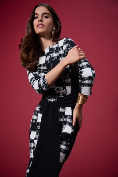 Jacquard Sweater Plaid Print Sheath Dress Joseph Ribkoff