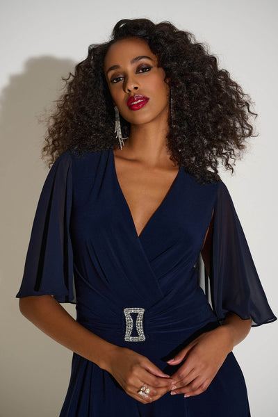 Signature Silky Knit & Chiffon Wide Leg Jumpsuit with Cape - Dream Pants