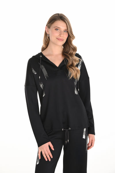 Relaxed Fit Hoodie with Metallic Accents Frank Lyman