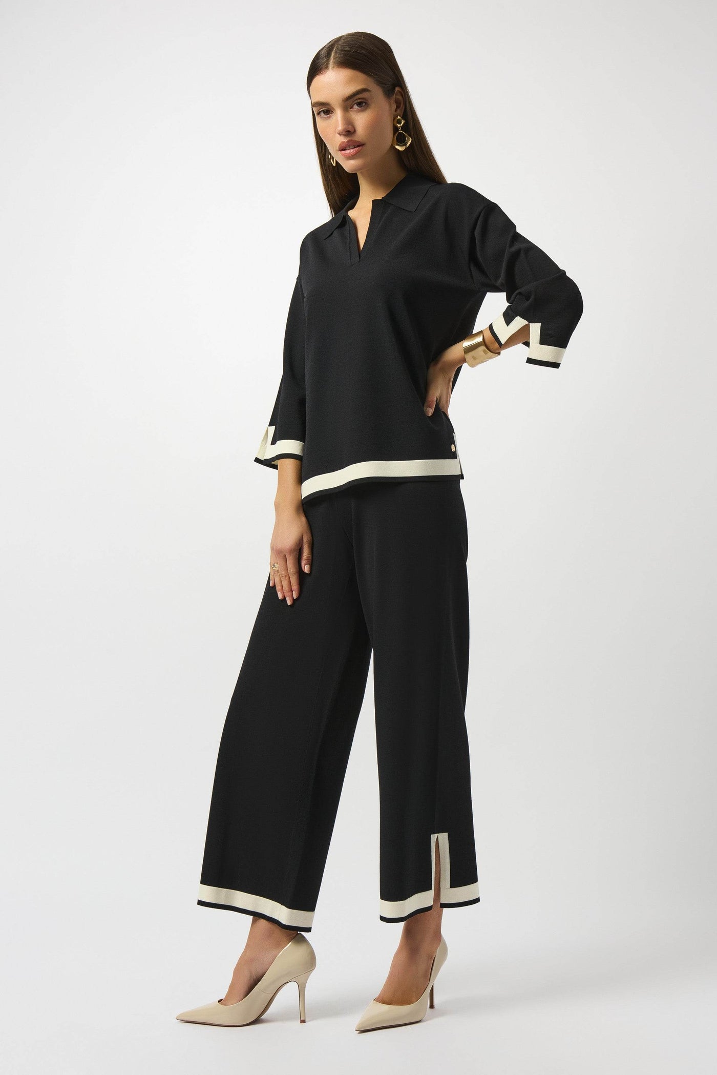 Sweater Knit Colour Block Culotte Pants - Dream Pants
