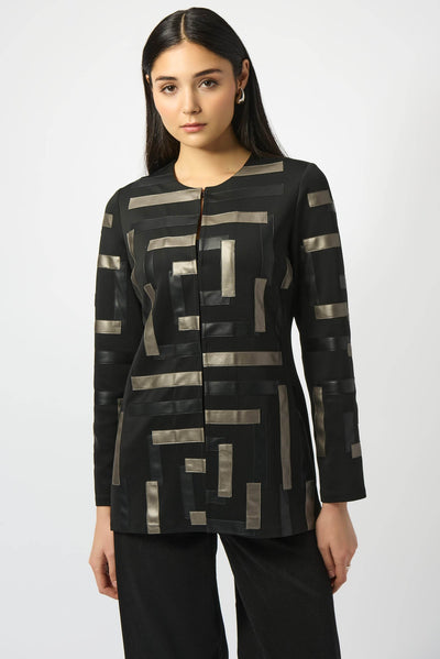 Scuba & Leatherette Collarless Jacket - Dream Pants