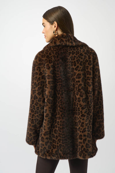 Faux Fur Leopard Print Double-Breasted Coat - Dream Pants