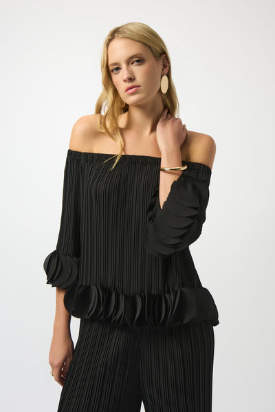 Georgette Off Shoulder Pleated Top Joseph Ribkoff
