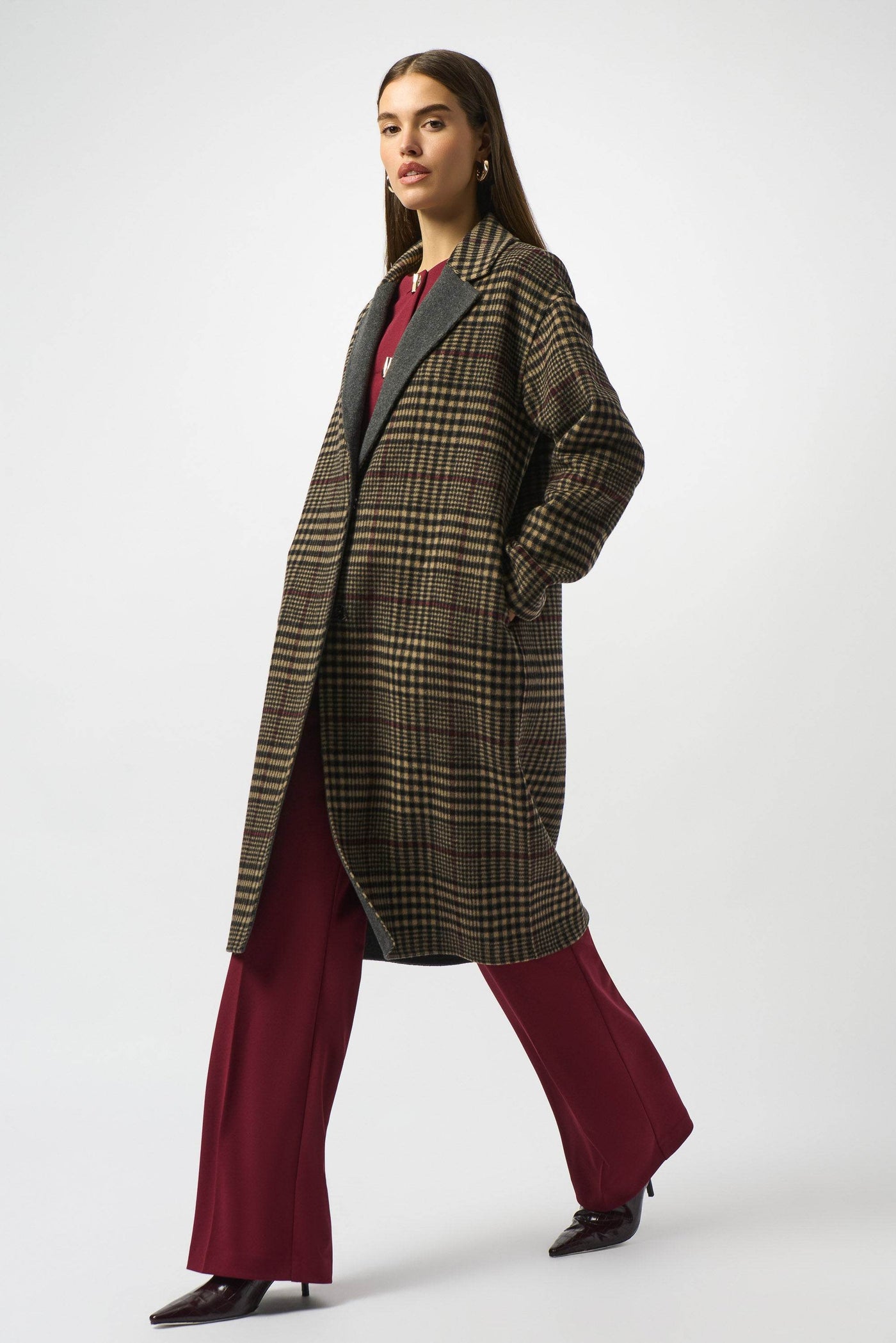 Wool Blend Plaid Double-Faced Coat - Dream Pants