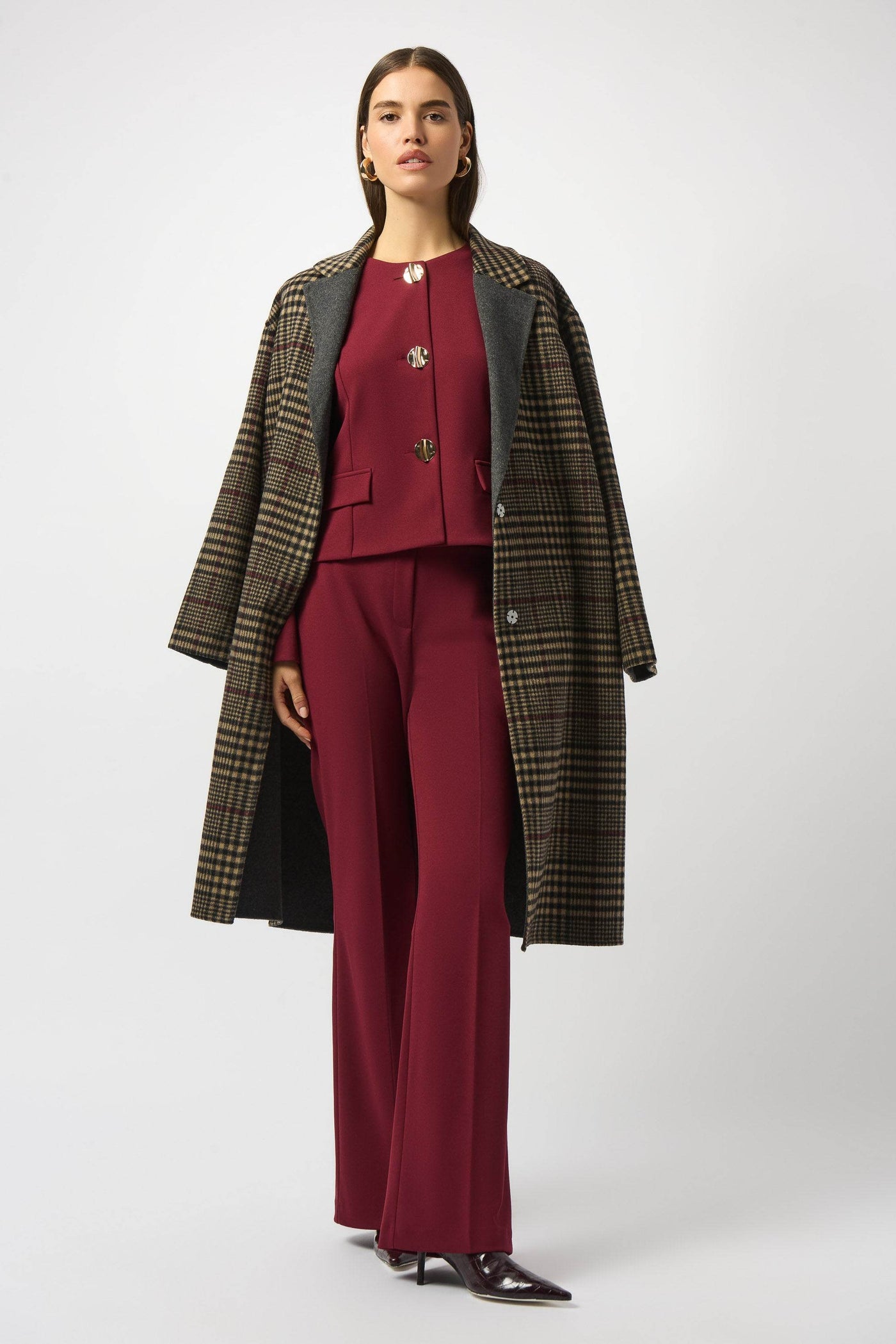 Wool Blend Plaid Double-Faced Coat - Dream Pants