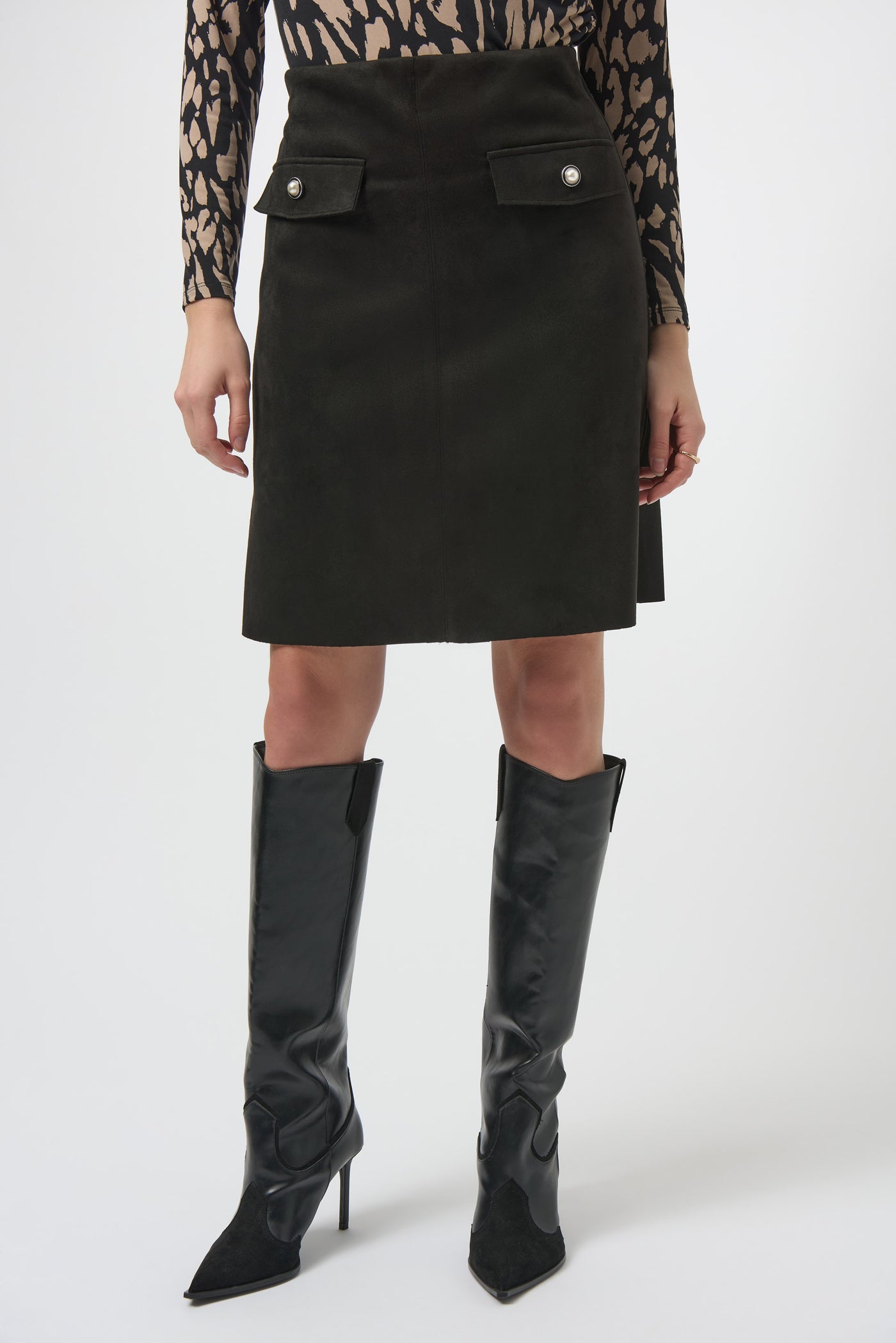 Faux Suede A-Line Skirt Joseph Ribkoff