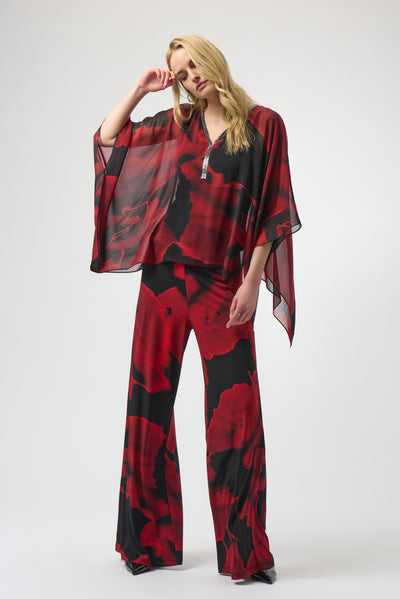 Recycled Chiffon Abstract Print Poncho Top Joseph Ribkoff