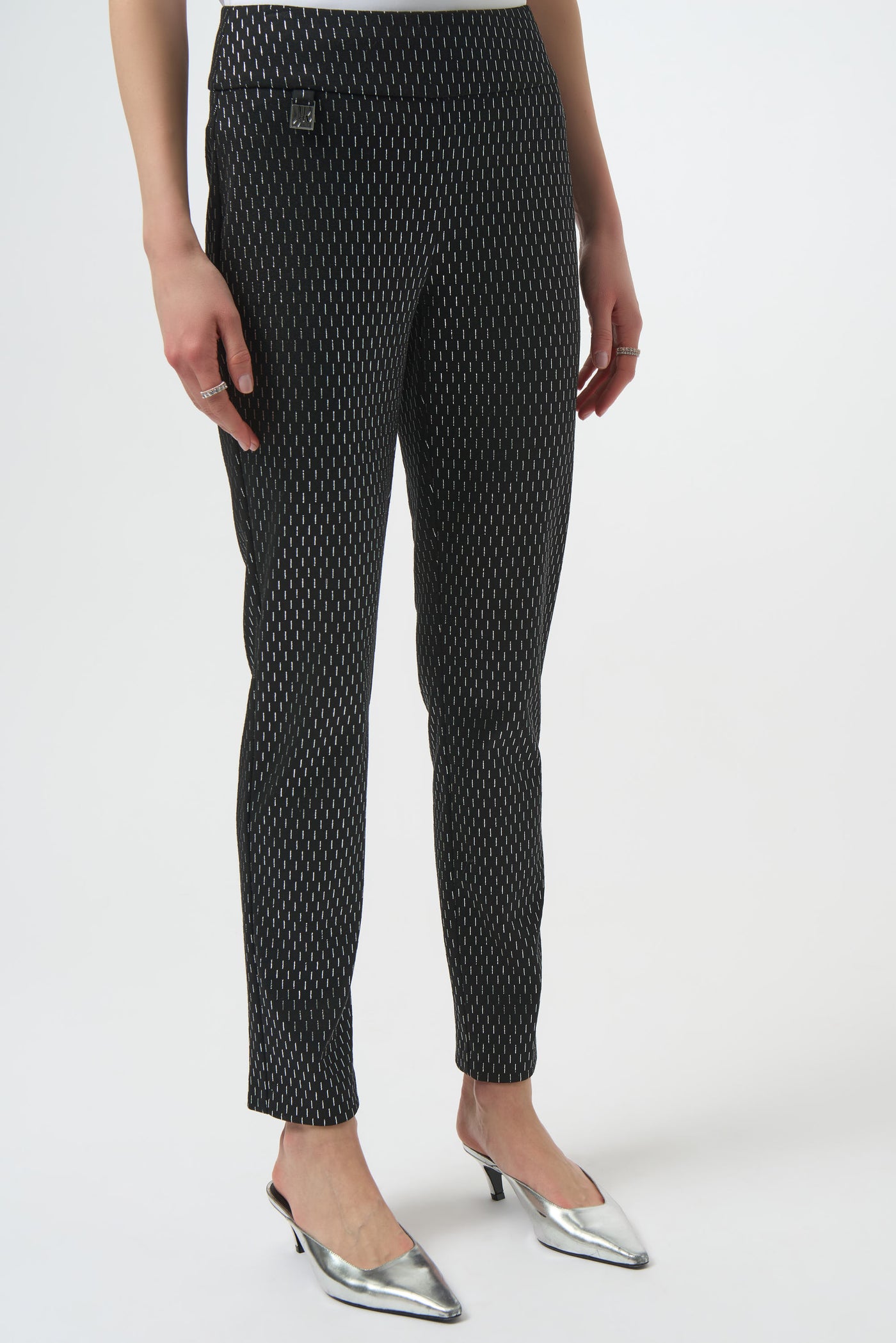 Foiled Heavy Knit Slim Fit Pants Joseph Ribkoff