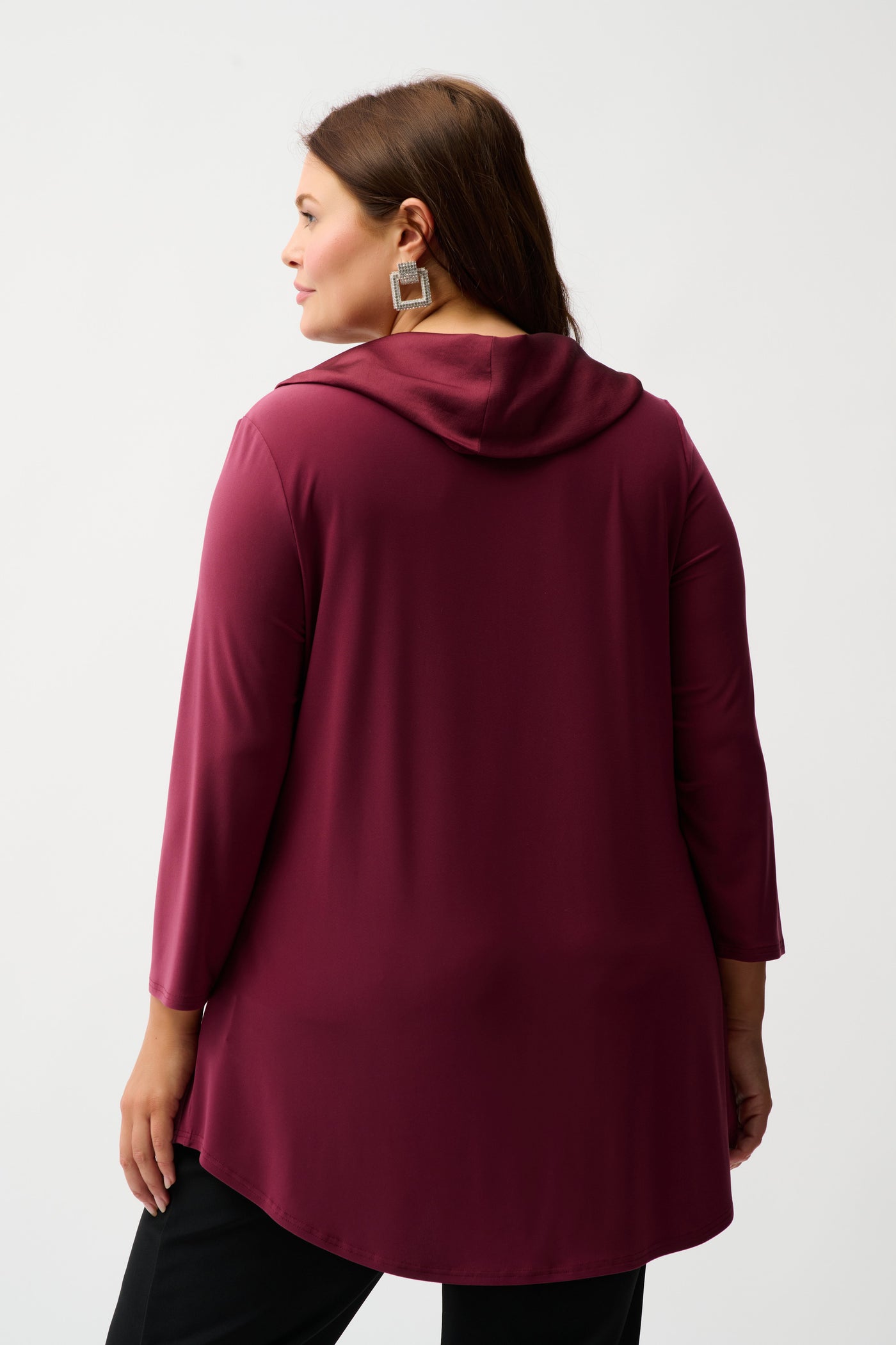 Silky Knit & Satin Cowl Neck Flared Top Joseph Ribkoff