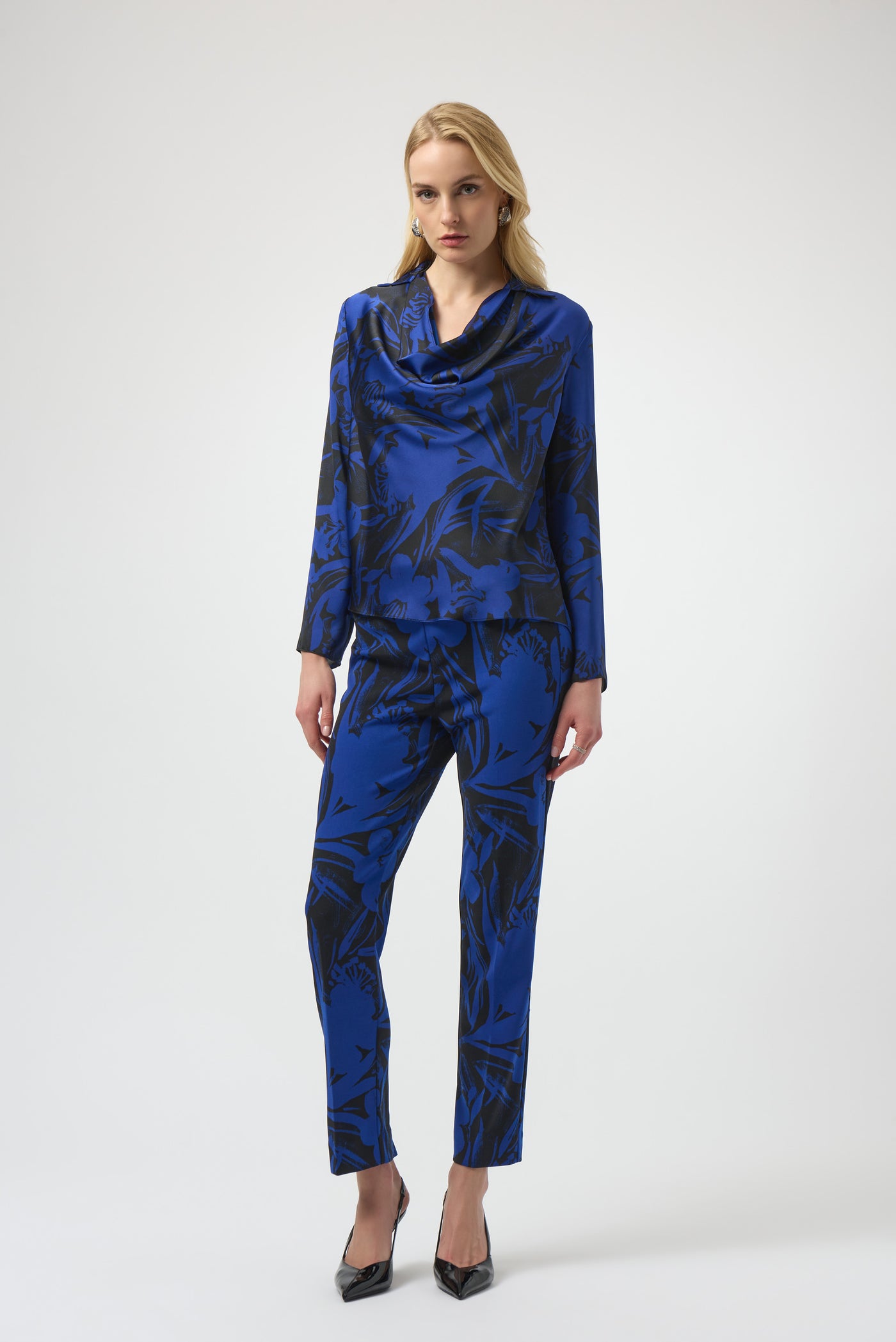 Silky Knit Floral Print Straight Leg Pants Joseph Ribkoff