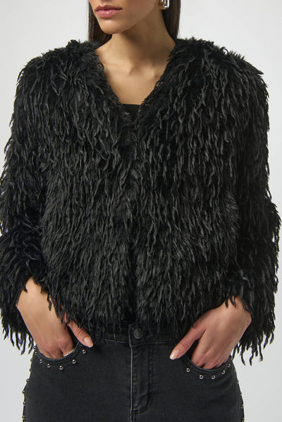 Faux Fur Collarless Boxy Jacket Joseph Ribkoff