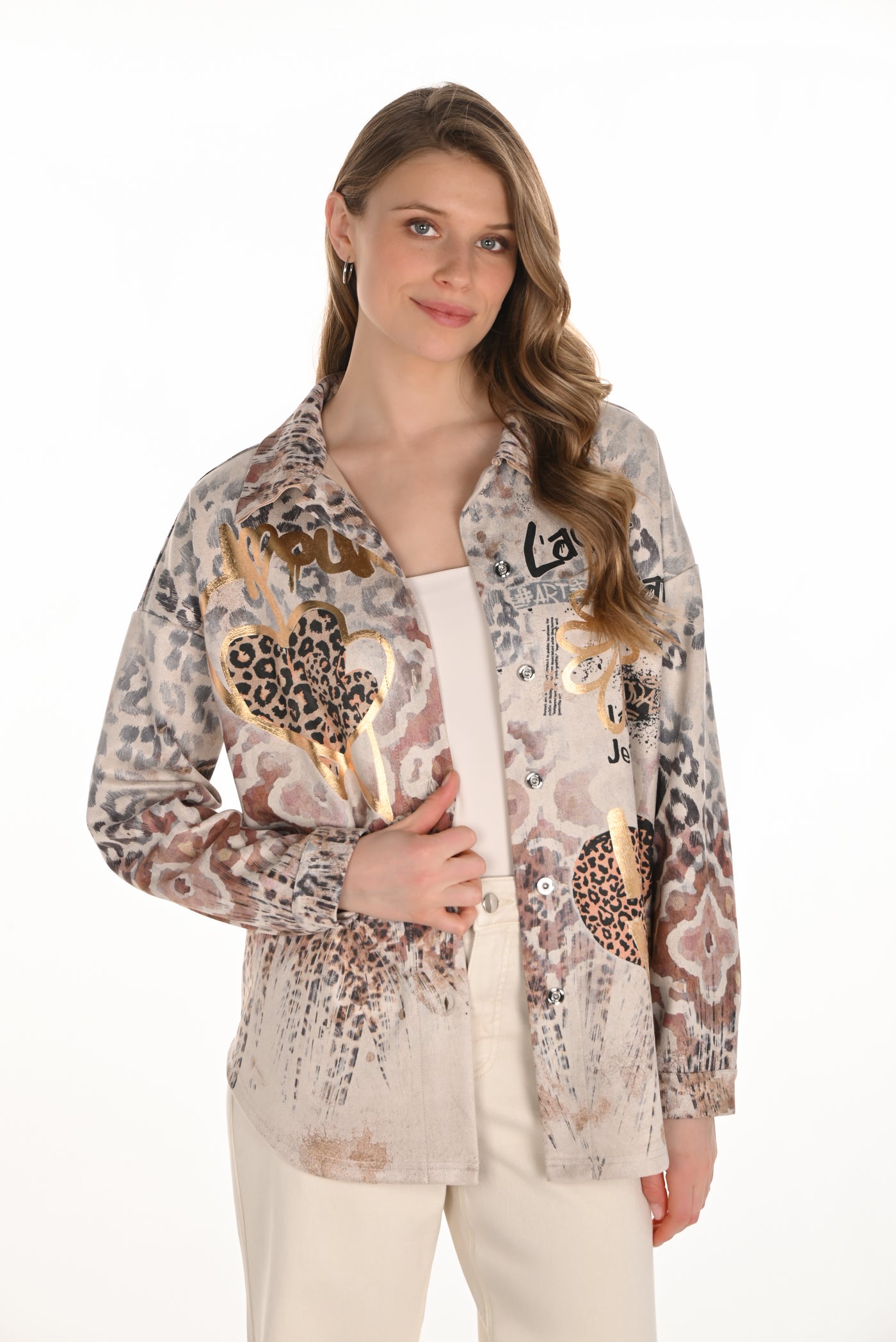Golden Hearts Printed Blouse Frank Lyman