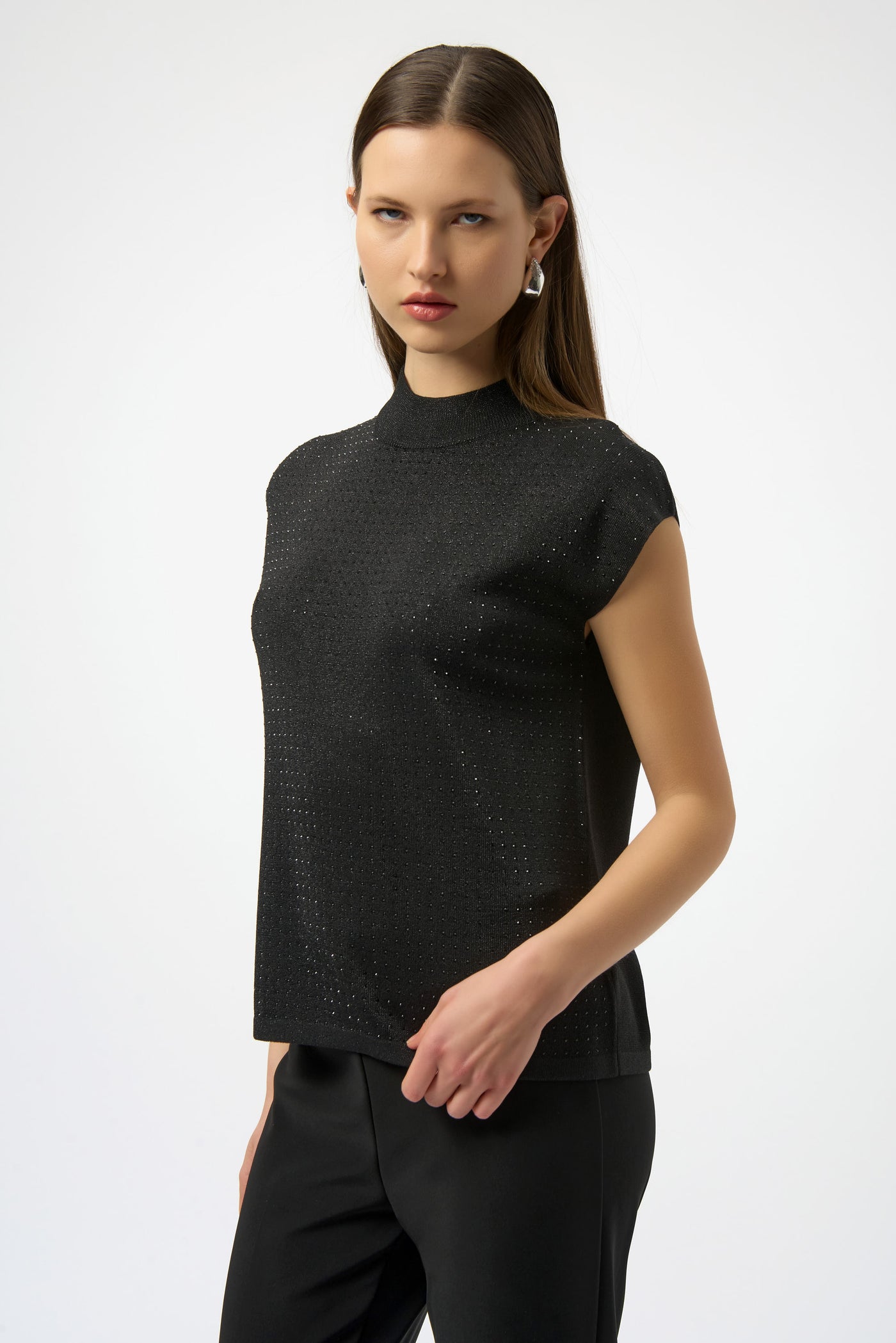 Sweater Knit Sleeveless Pullover with Iron-On Detail Joseph Ribkoff