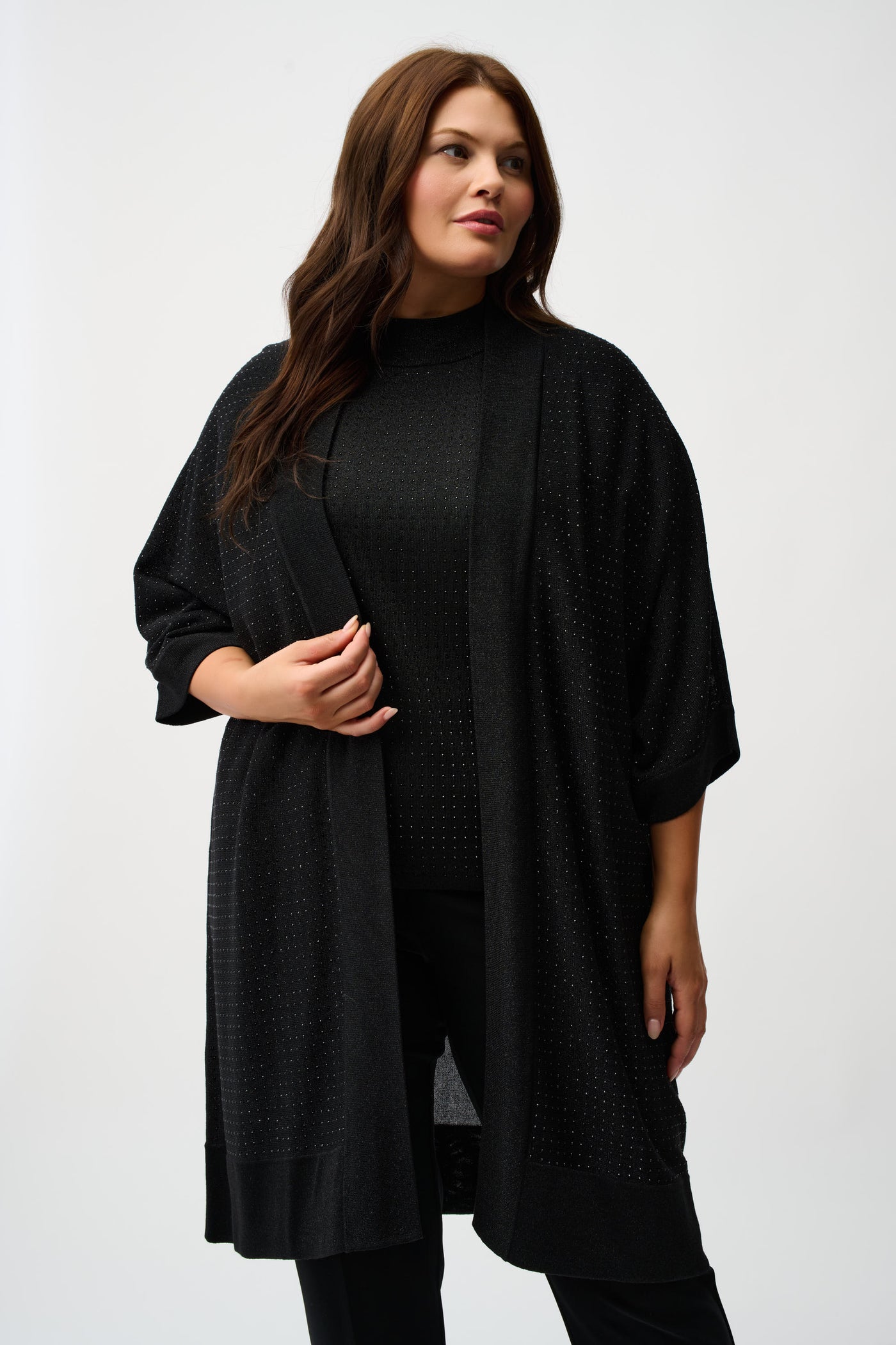 Sweater Knit Cover-Up with Iron-On Detail Joseph Ribkoff