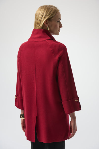 Sweater Knit Coat with Overlap Collar Joseph Ribkoff