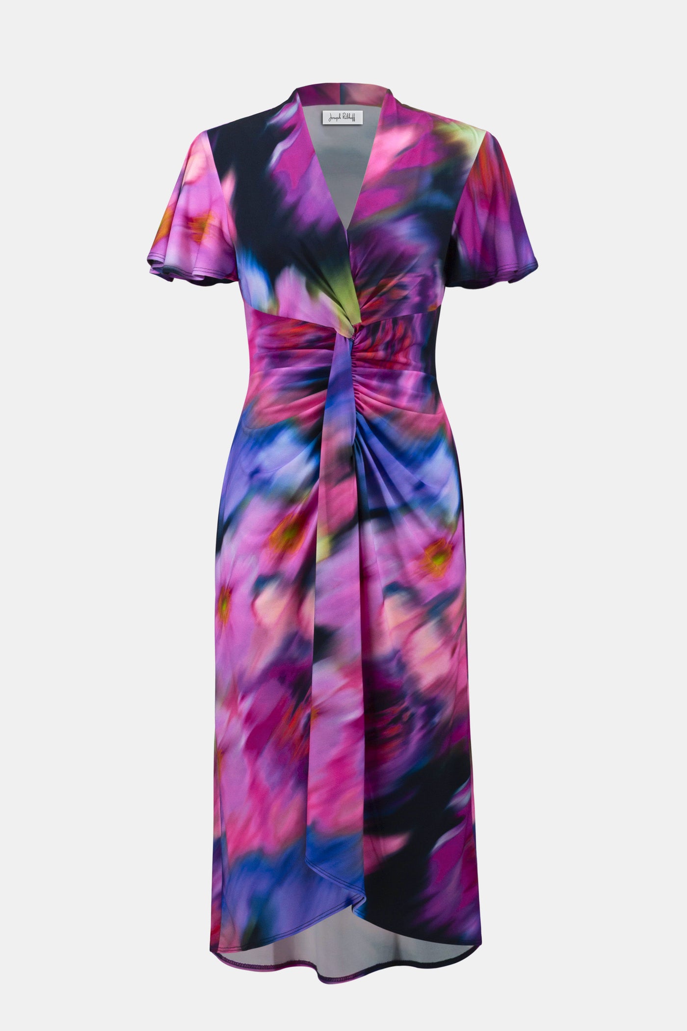 Silky Knit Floral Print High-Low Wrap Dress 261060 Joseph Ribkoff