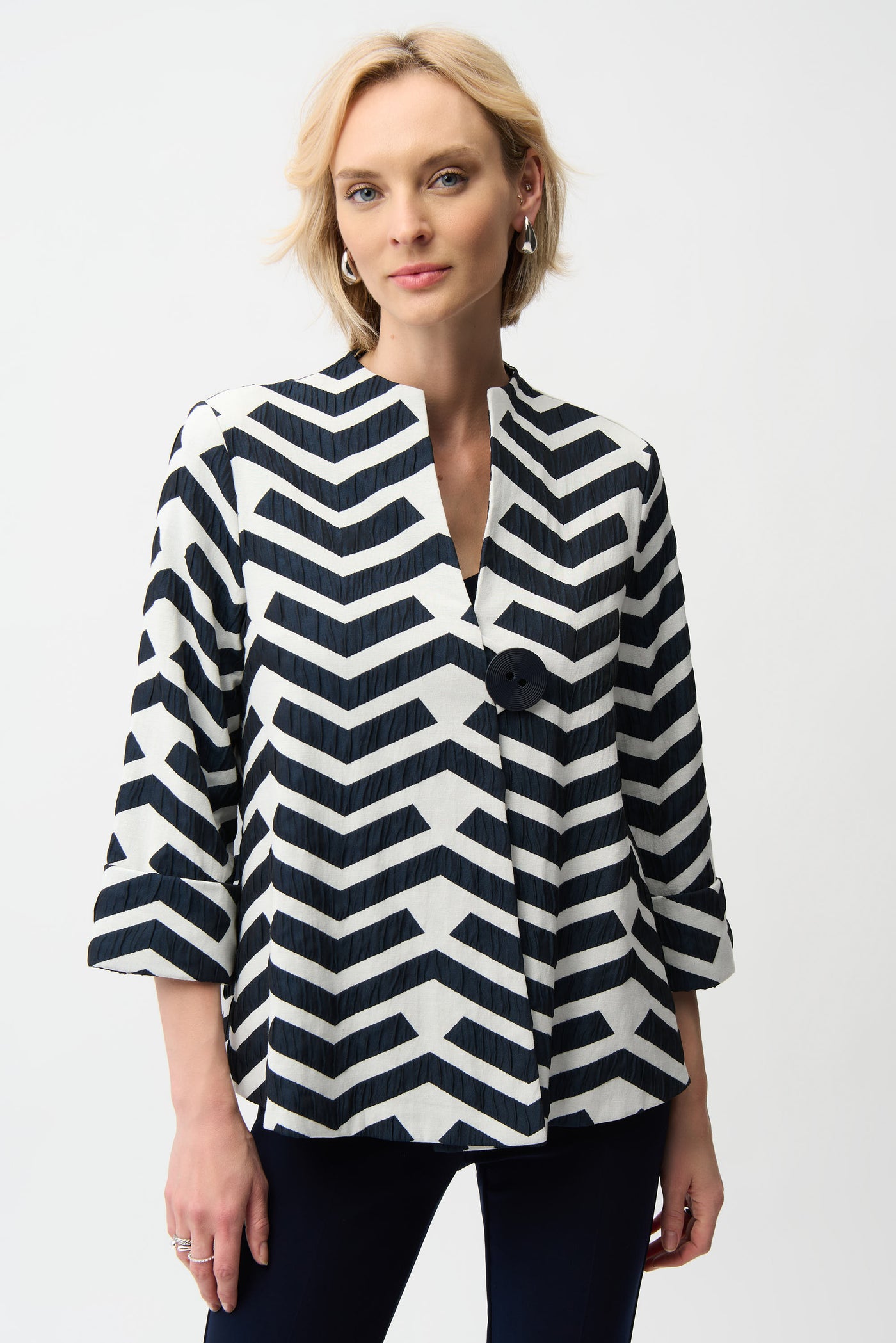 Geometric Jacquard Trapeze Jacket Joseph Ribkoff