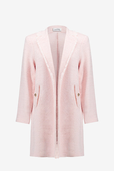 Bouclé Straight Coat With Fringe Detail Joseph Ribkoff