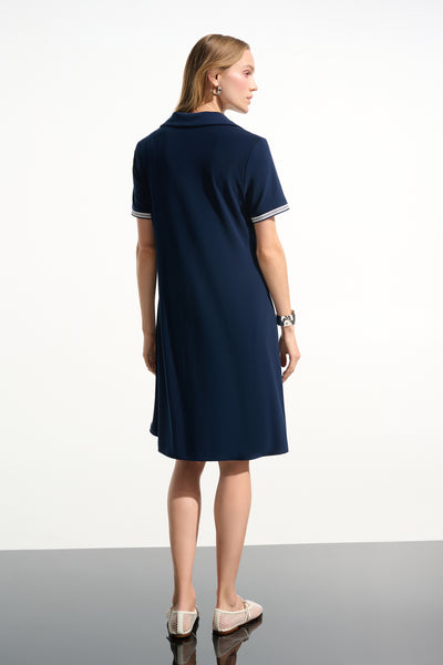 Silky Knit Trapeze Dress With Polo Collar Joseph Ribkoff