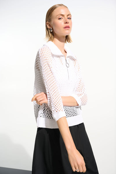 Vicscose Blend Boxy Sweater Knit With Zipped Neckline Joseph Ribkoff