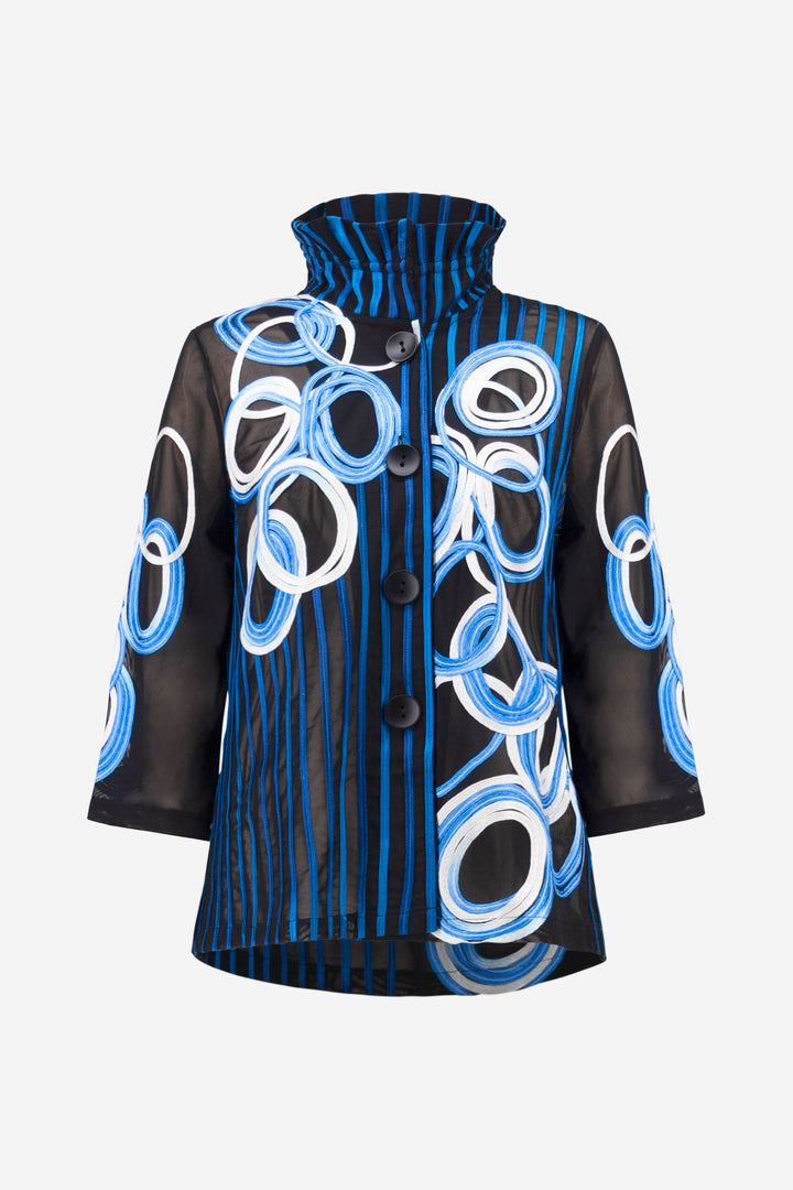 Joseph Ribkoff Satin And Mesh Soutache Jacket With Bell Sleeves
