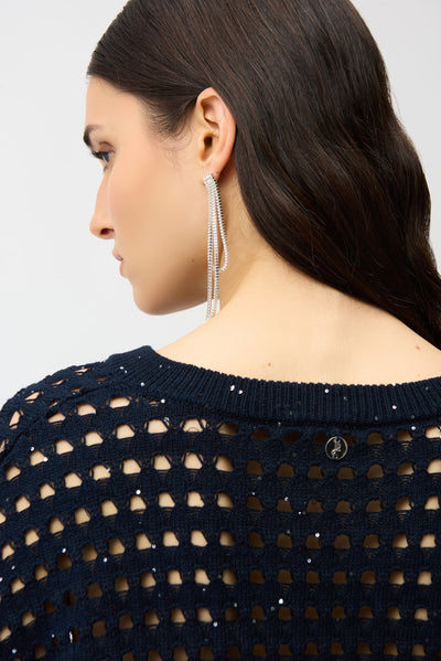 Cotton Blend Open Stitch Boxy Sweater Joseph Ribkoff