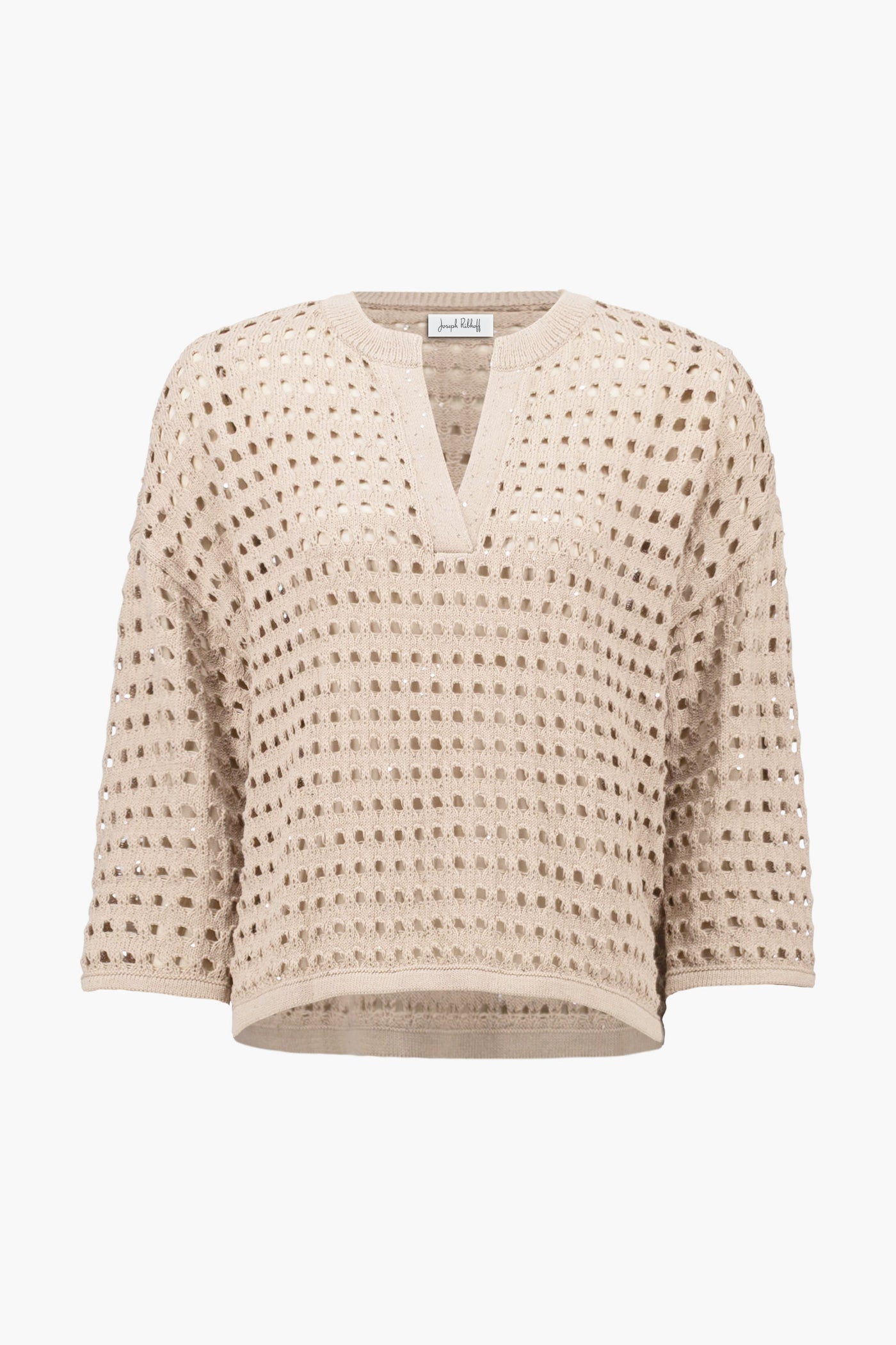 Cotton Blend Open Stitch Boxy Sweater Joseph Ribkoff