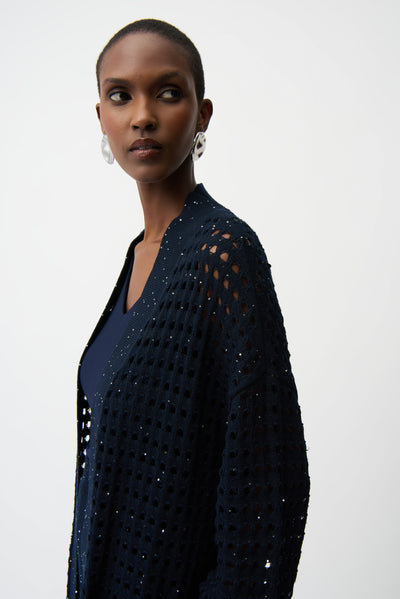 Cotton Blend Open Stitch Boxy Cardigan Joseph Ribkoff